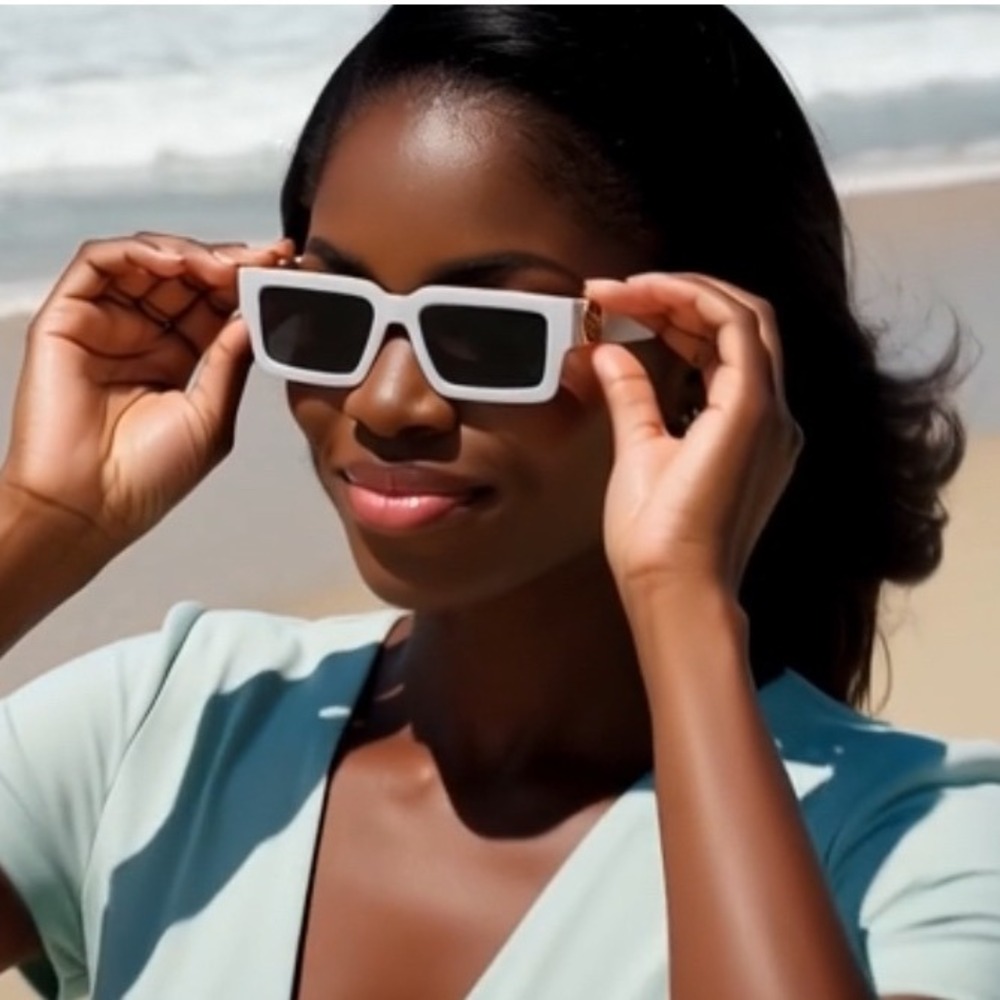 White Sunglasses Women Shades Rectangular Vintage Outdoor Trendy Driving Lentes